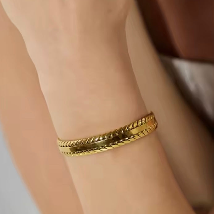 Minimalist Leaves Bangle Bracelet