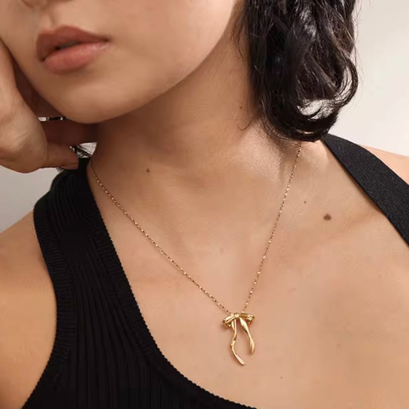 Stainless Steel Bow Knot Necklace