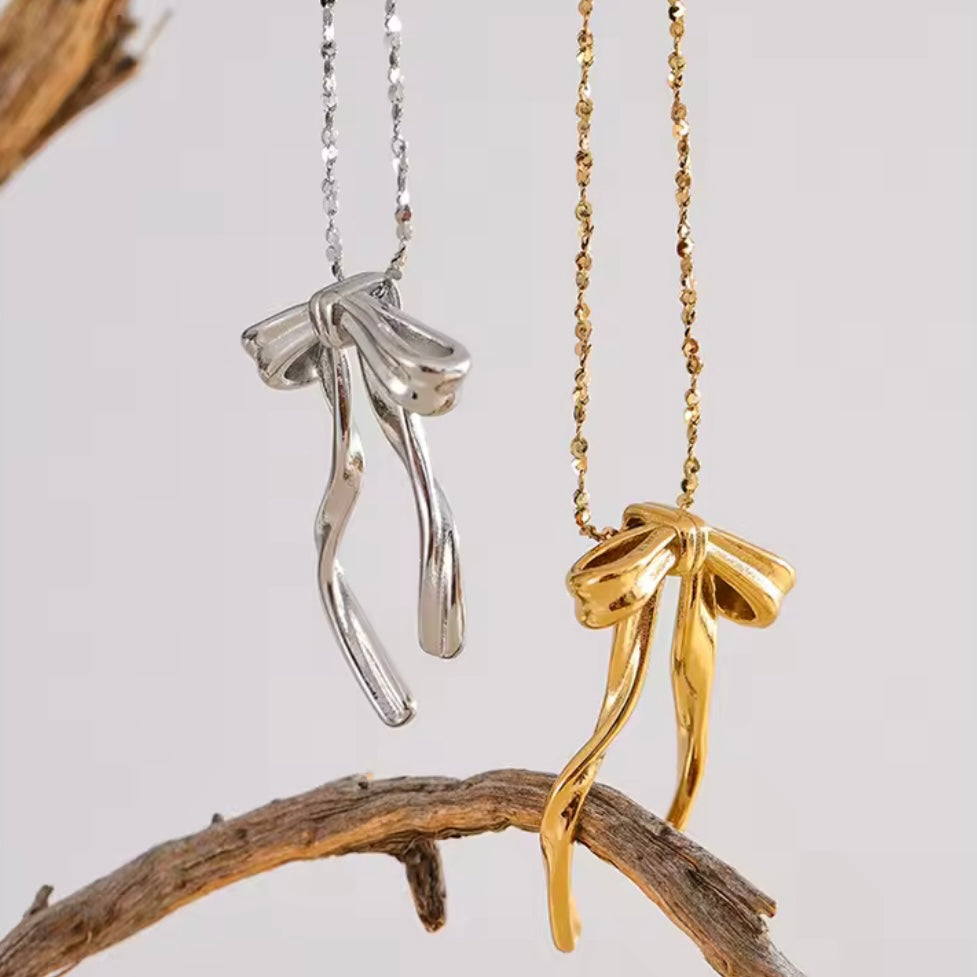 Stainless Steel Bow Knot Necklace