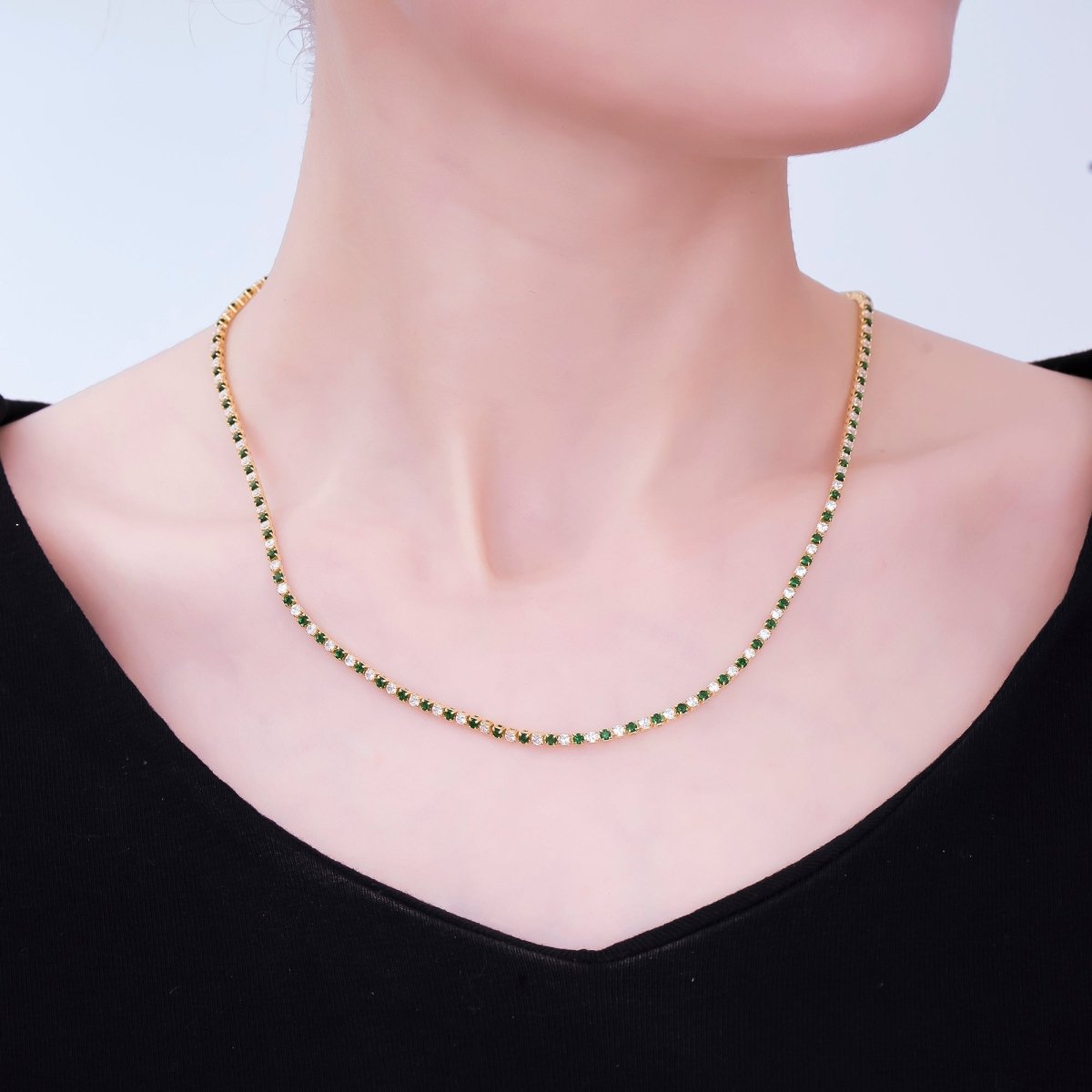 Two-Tone CZ Tennis Necklace