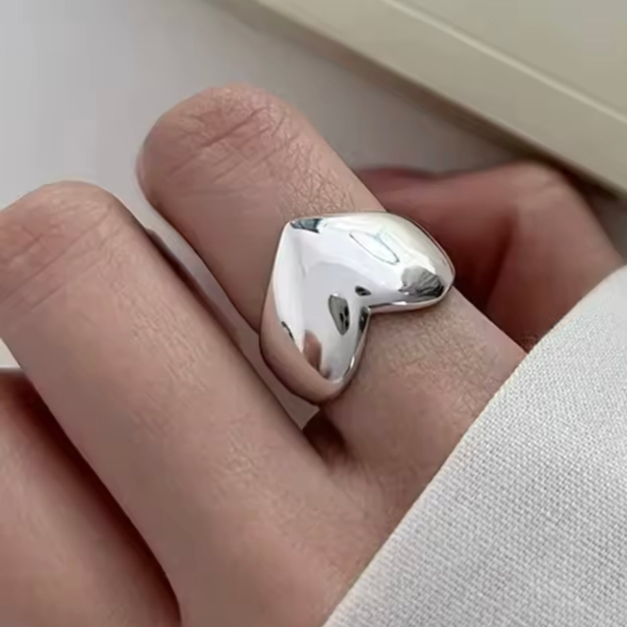 Silver Chubby Heart Ring