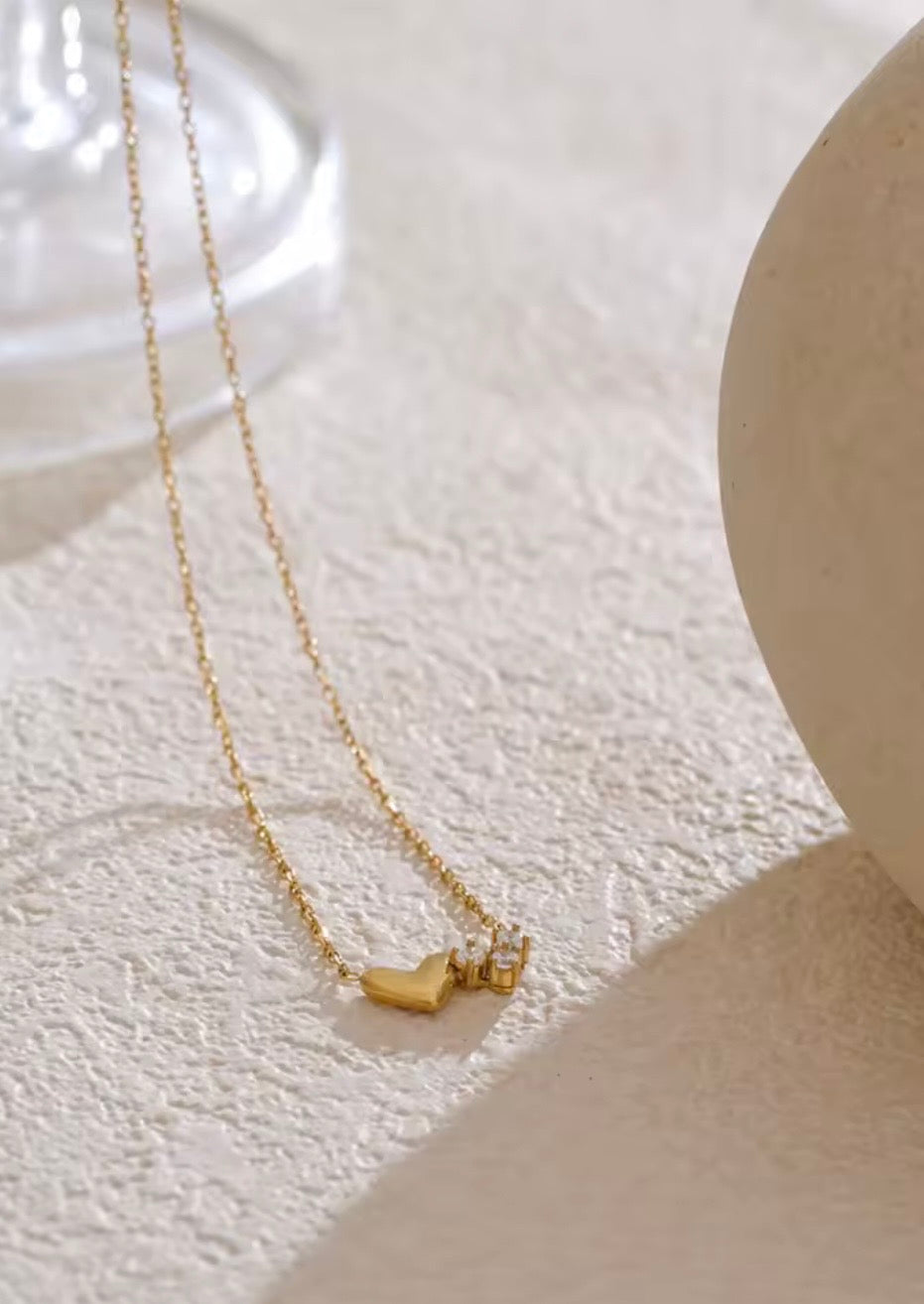 Chic Zirconia Double Heart Necklace