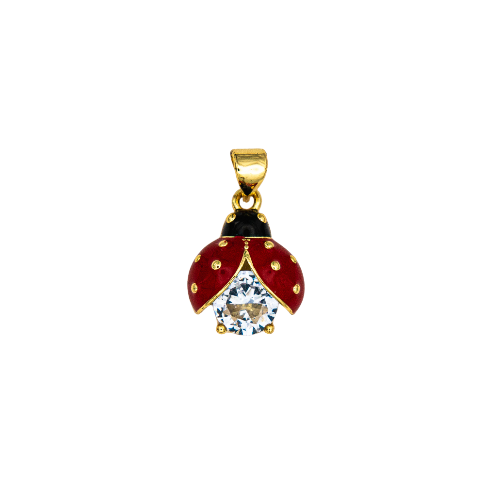 Red, Pink, Enamel Lady Bug Charm