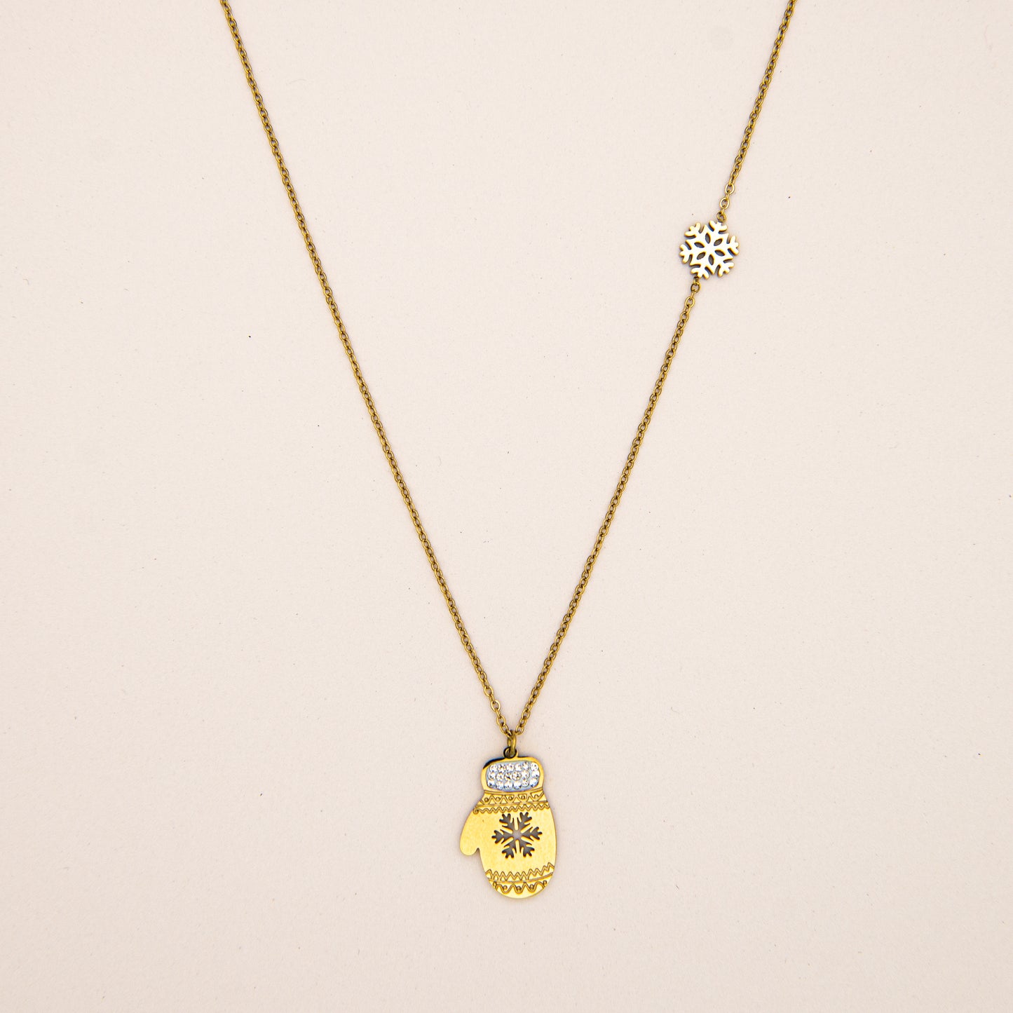 Mitten and Snowflake Necklace