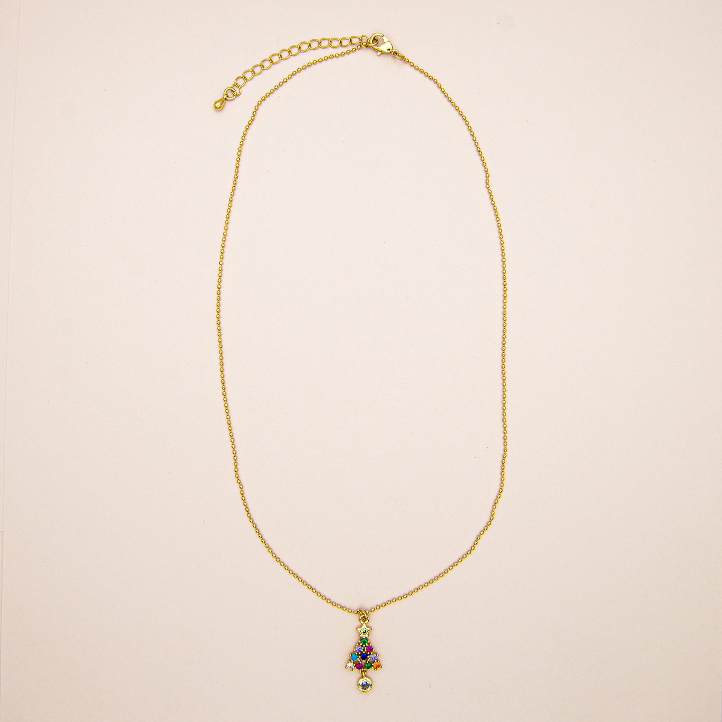 Multicolored CZ Christmas Tree Necklace