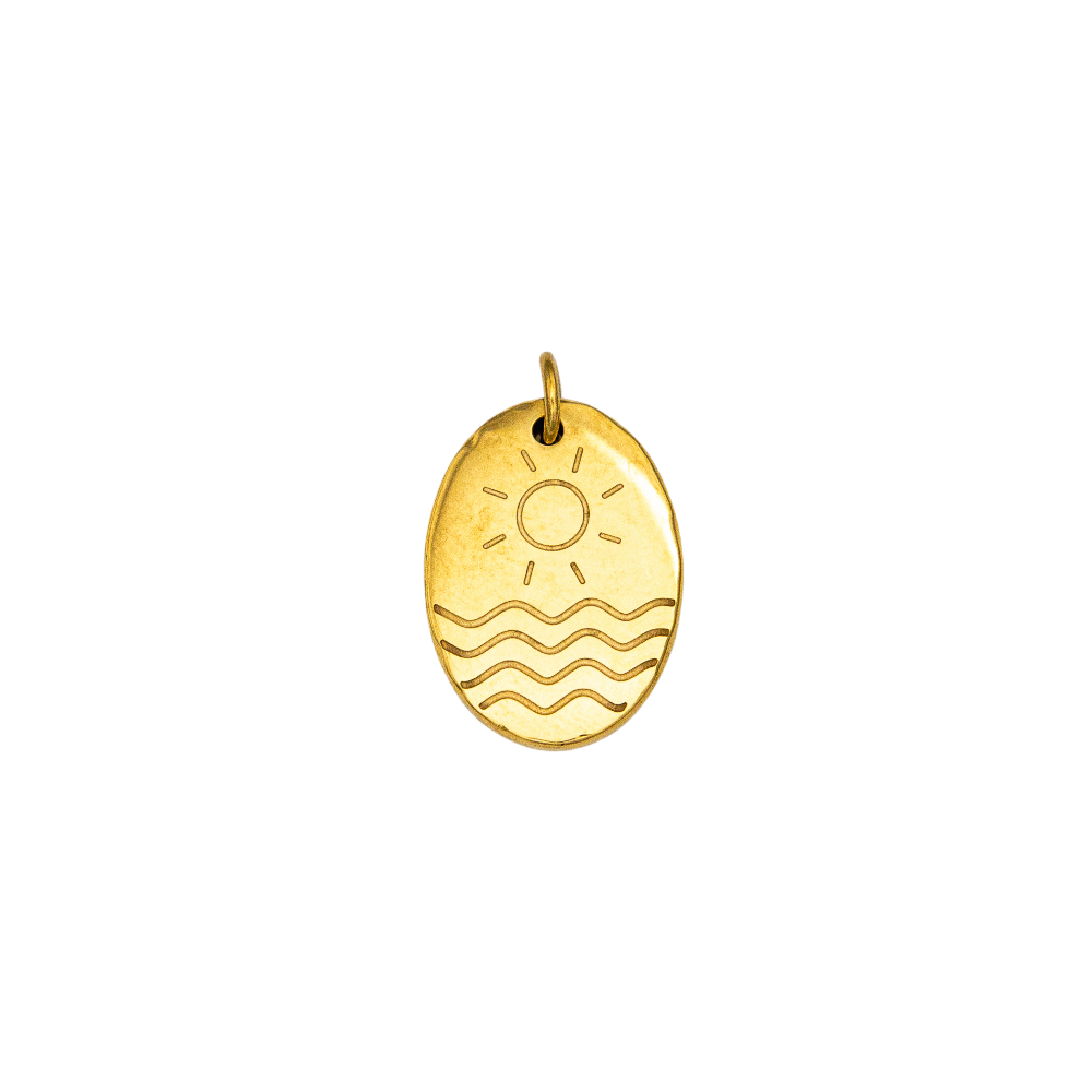 Celestial Engraved Oval Beach Charm