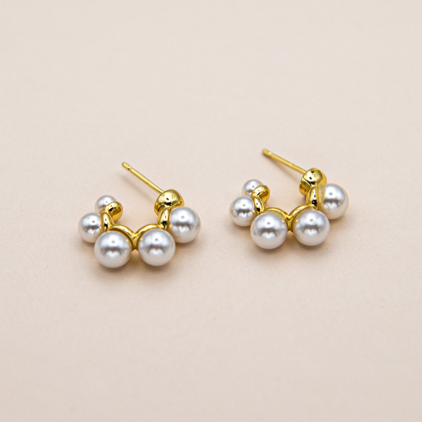 Gold Filled Round Pearl Earrings