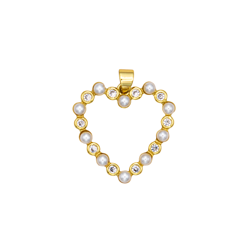 Cz and Pearl Heart Charm