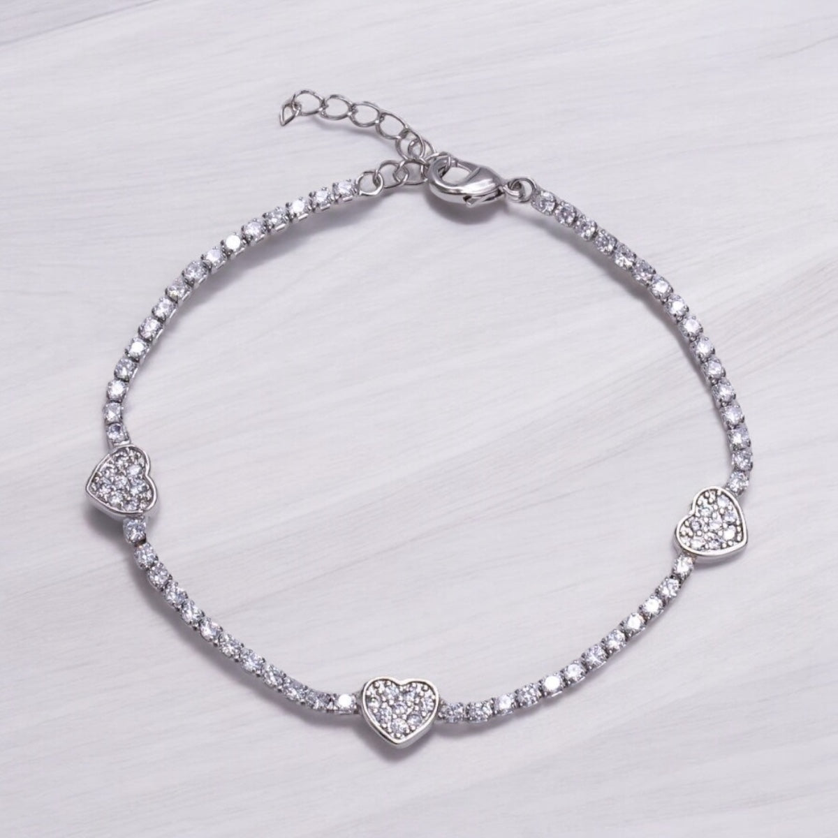 Micro Paved CZ Heart Bracelet