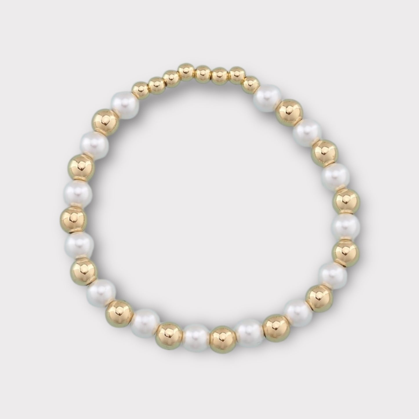 Gold Beaded and Pearl Bracelet