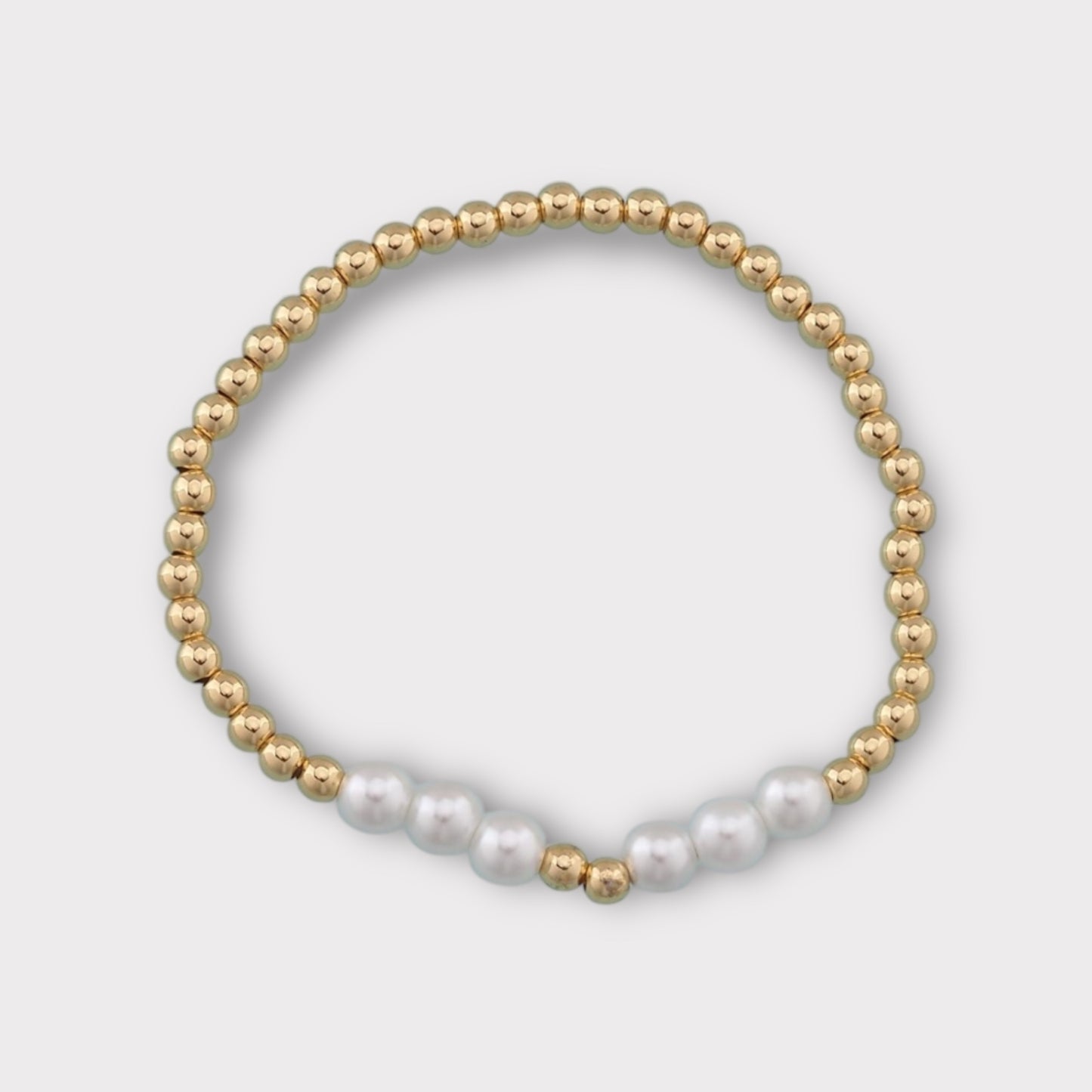 Gold Beaded and Pearl Bracelet
