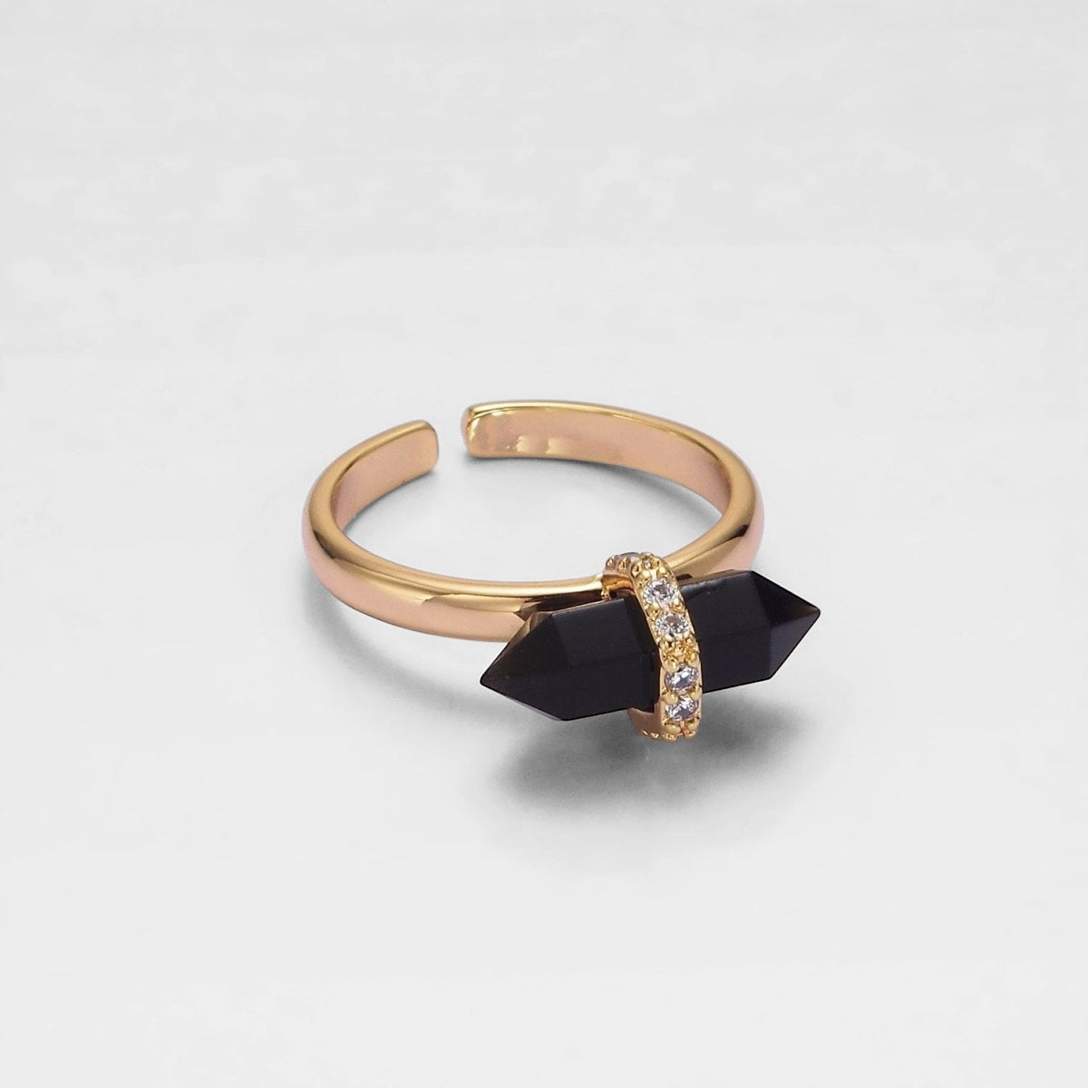 Natural Gemstone Micro Paved CZ Ring