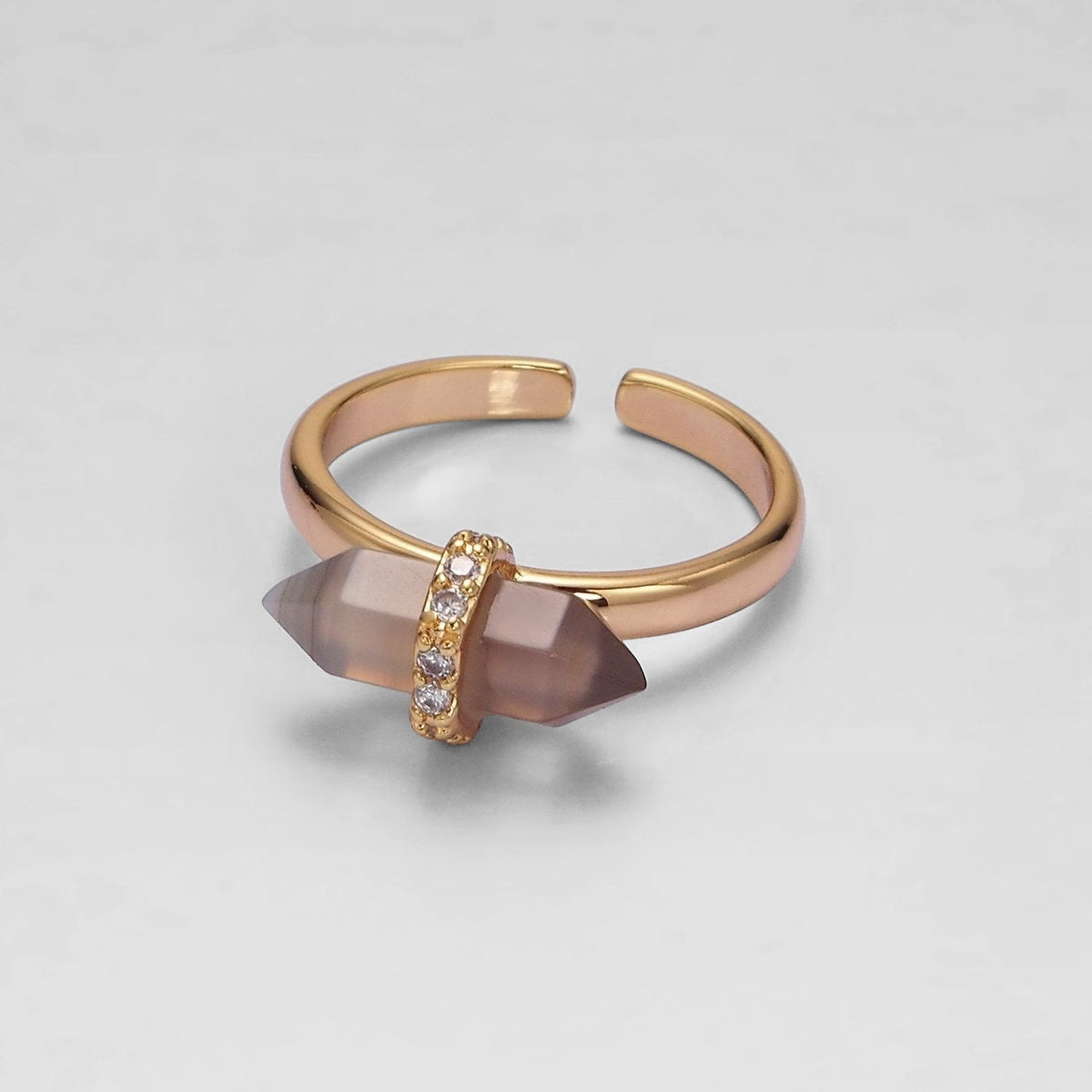 Natural Gemstone Micro Paved CZ Ring