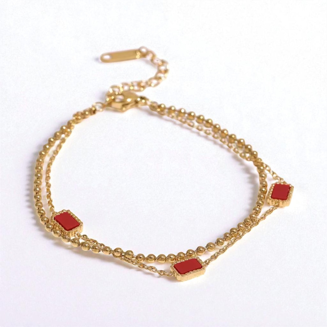 Double Dare Red Square Bracelet