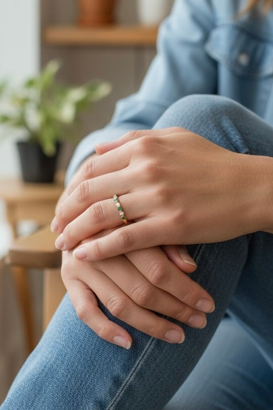Luxe Emerald Pave Ring