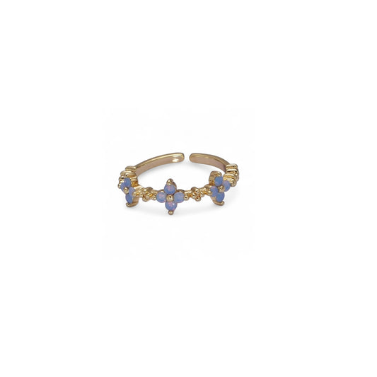 Dainty Blue Opal Flower Ring