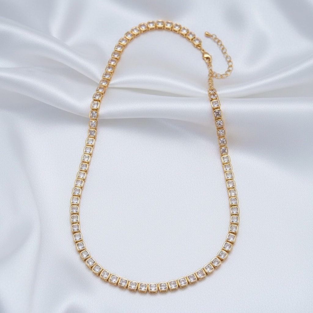 Square CZ Tennis Chain