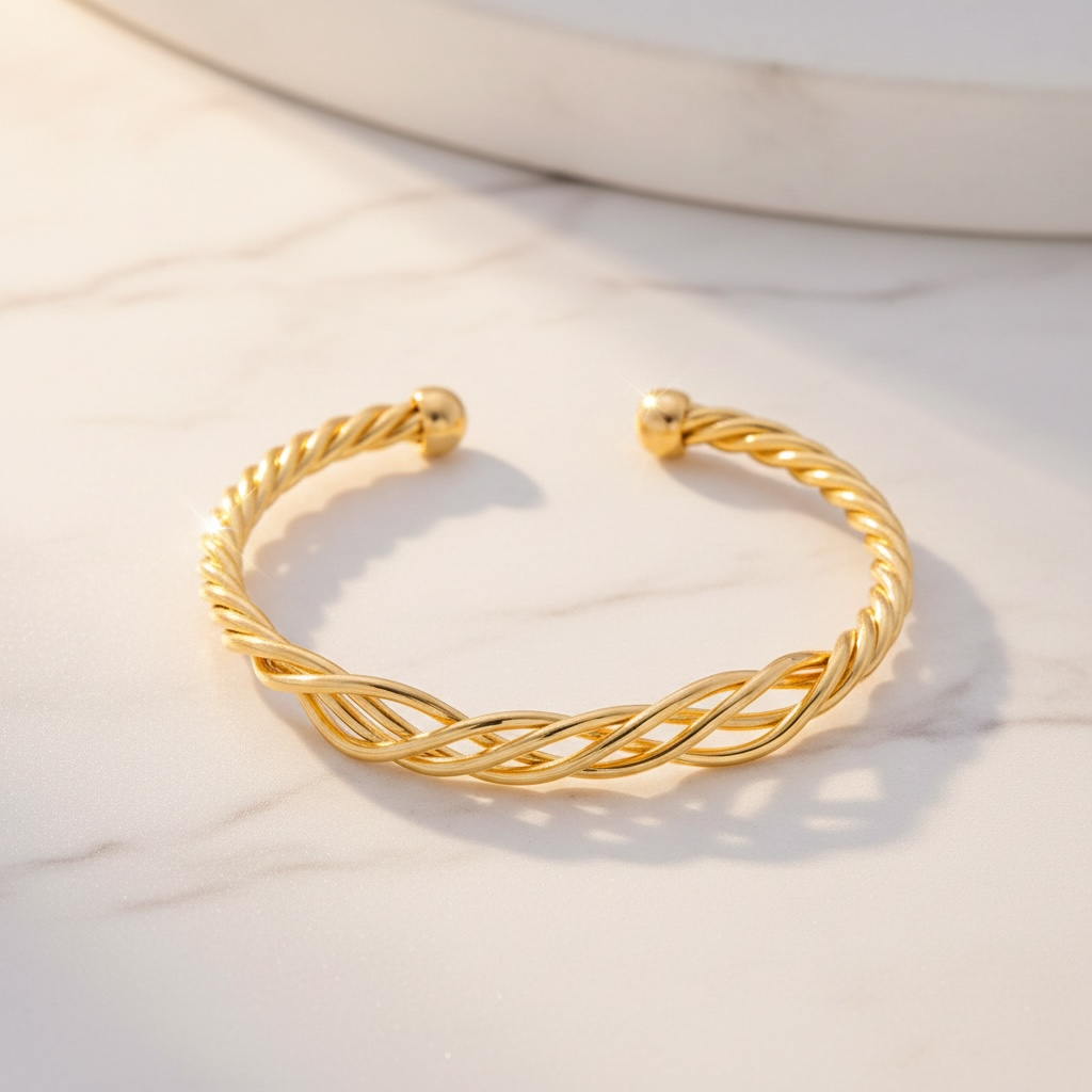 Woven Croissant Twisted Rope Cuff