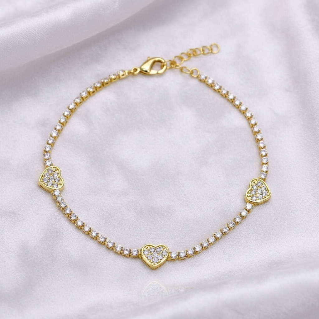 CZ Heart Tennis Bracelet