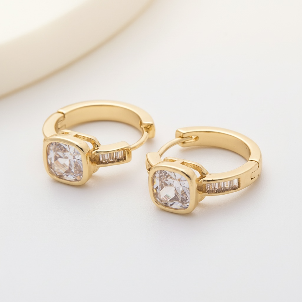 Baguette Paved Hoop Earrings