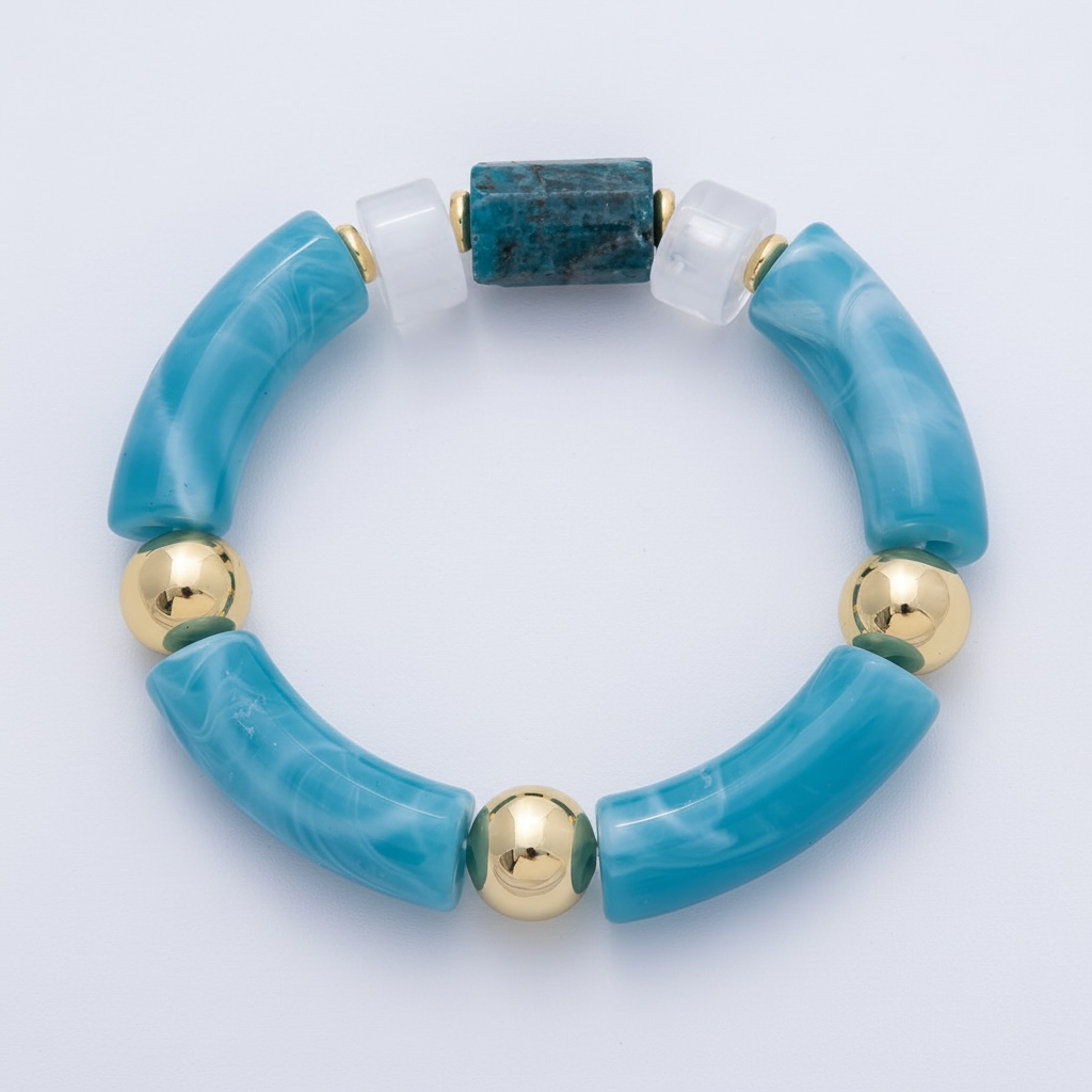 Blue Aquamarine Gemstone Stretch Bracelet