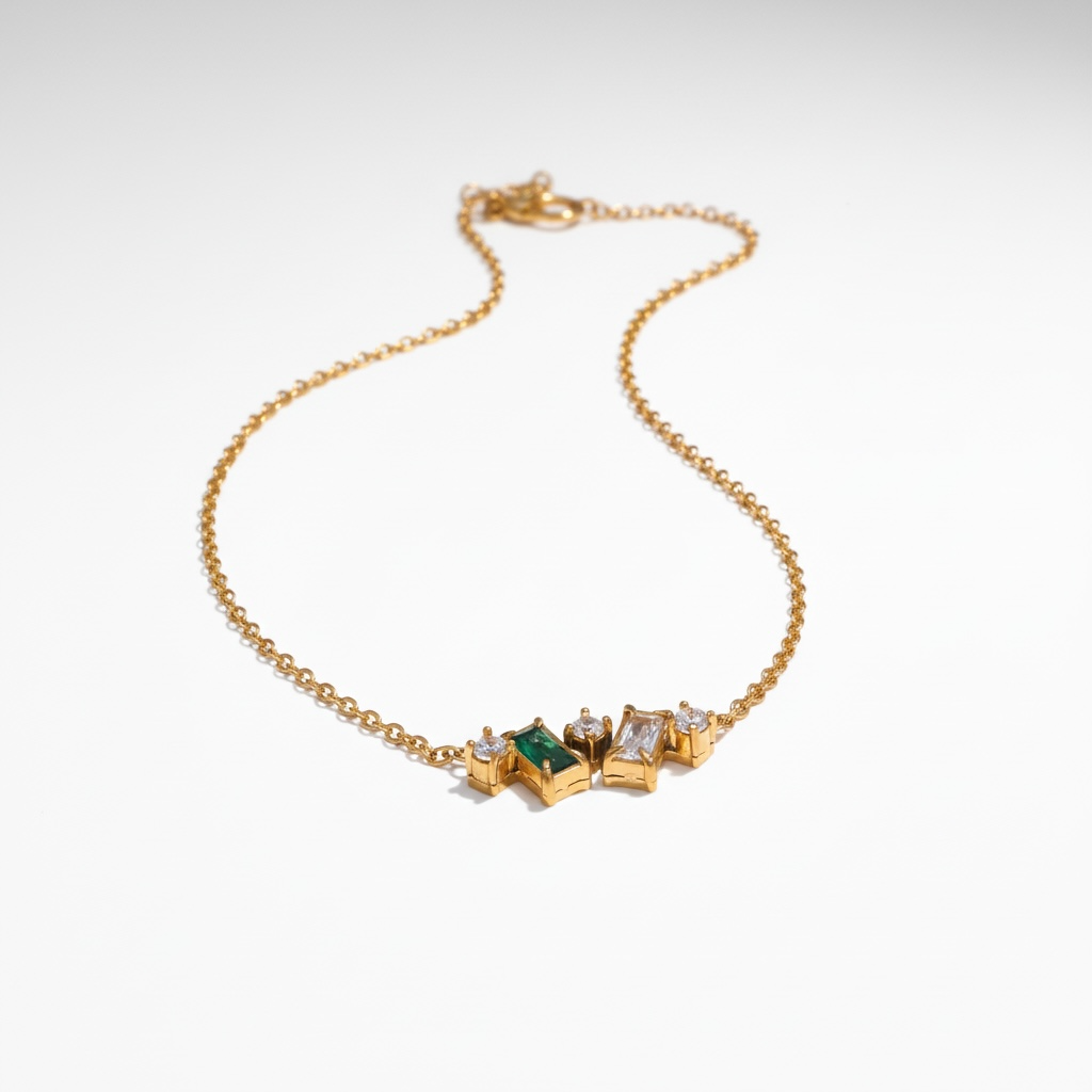Exquisite Colorful CZ Square Necklace