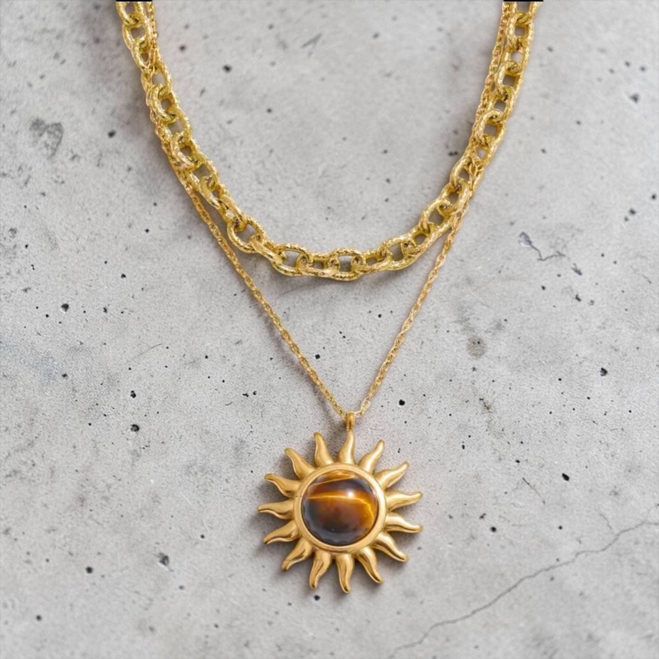 Golden Sunstone Layered Necklace