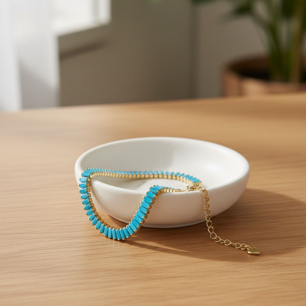 Baguette Turquoise CZ Tennis Chain