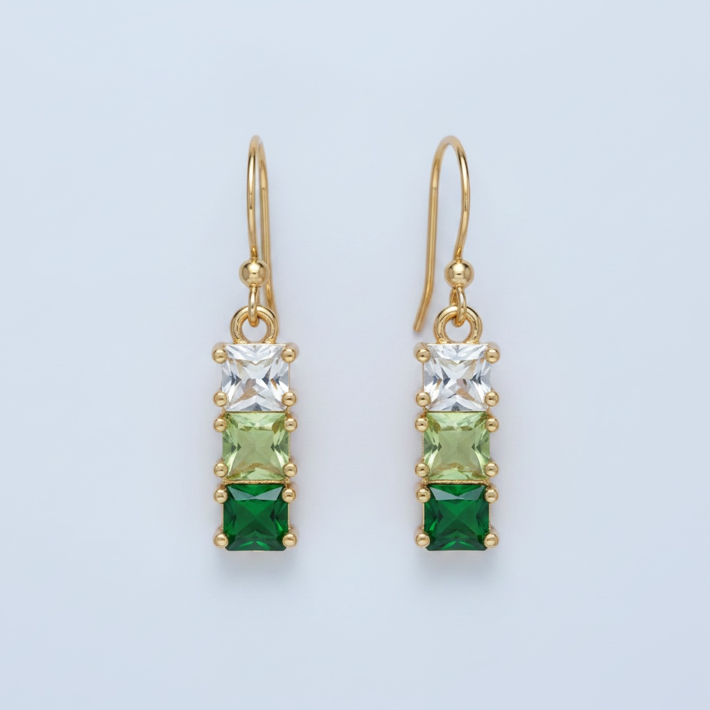 Gradient Square CZ Linear Earrings
