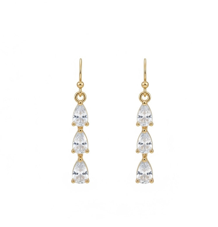 Triple Teardrop Linear Earrings