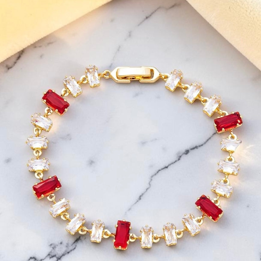 Crimson Starlight CZ Tennis Bracelet