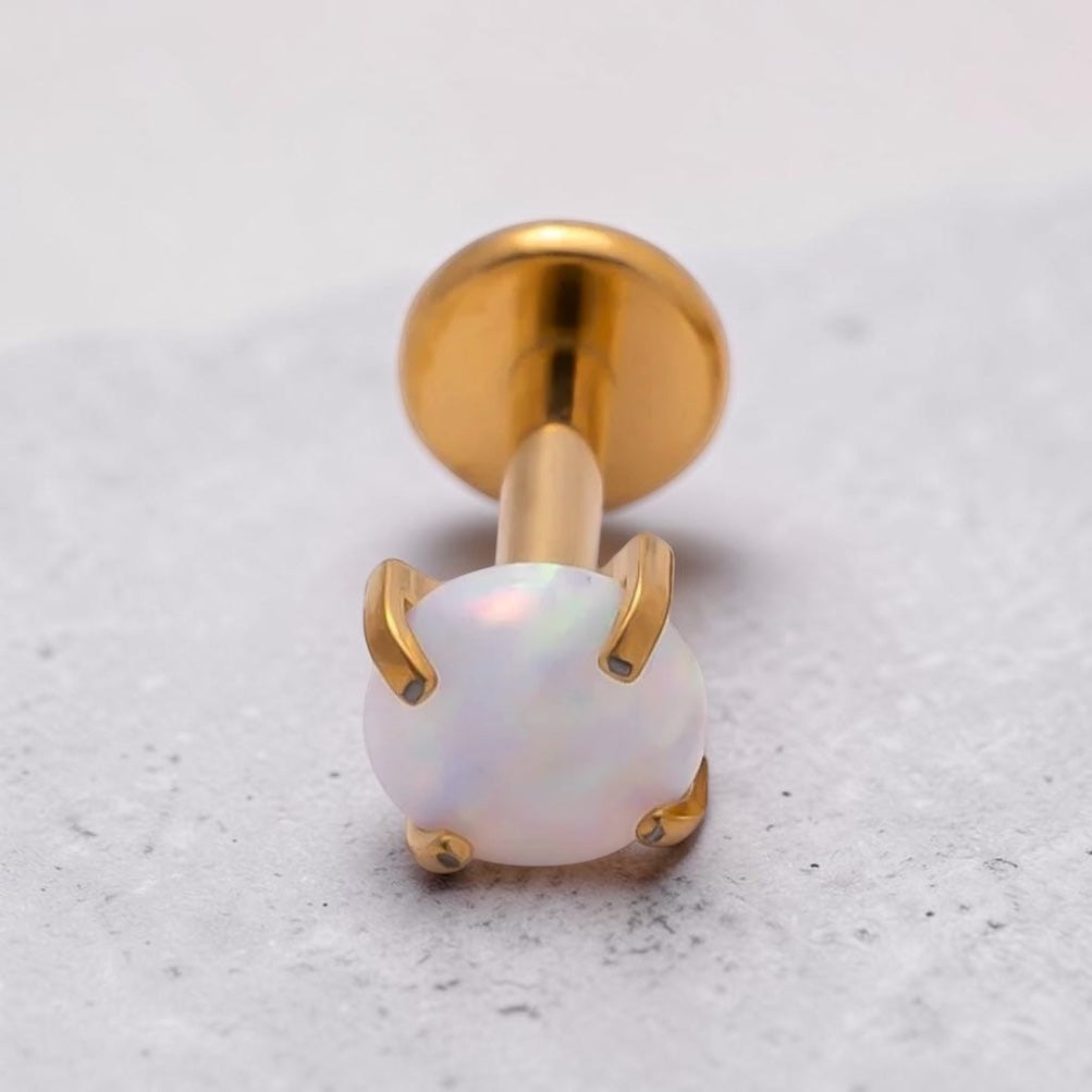 Flat Back Single White Opal