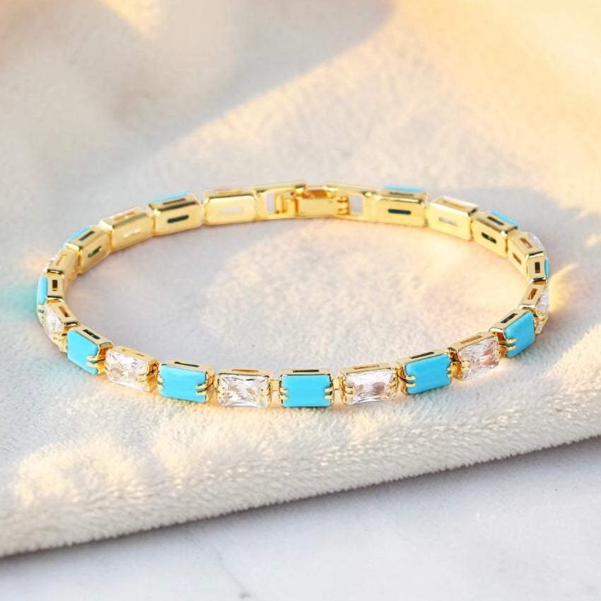 Blue Turquoise Tennis Bracelet