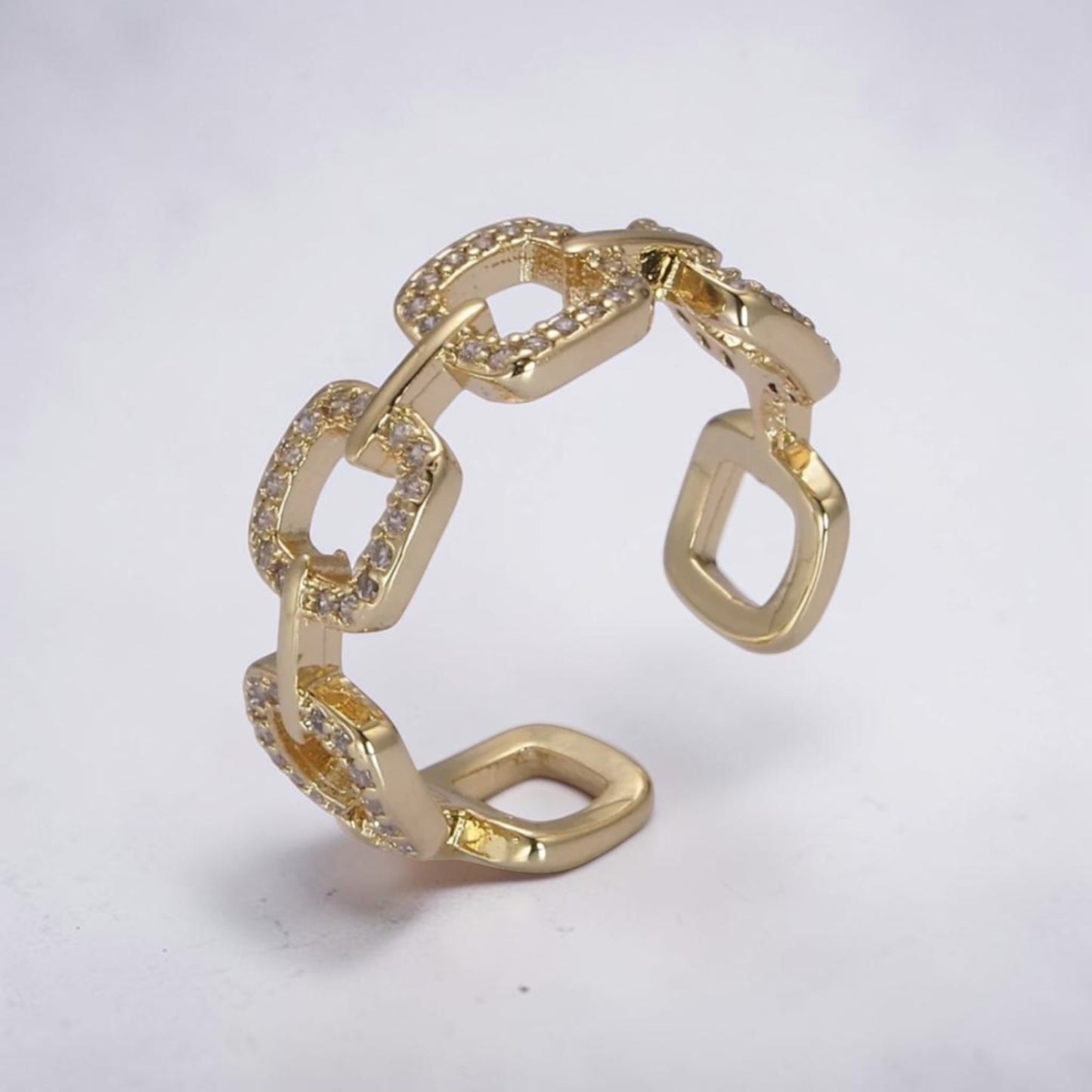 CZ Crystal Iced Out Link Ring