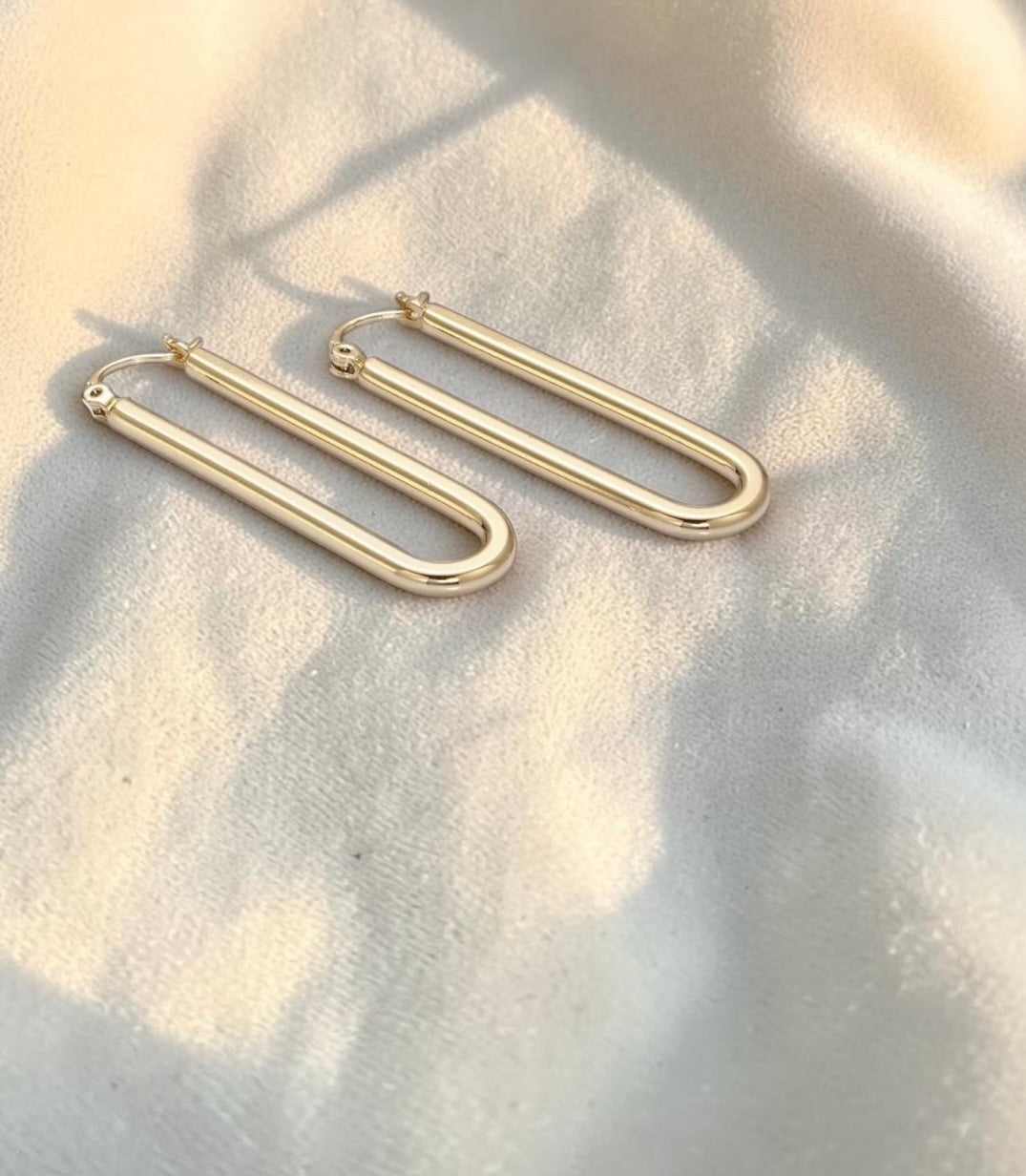 Golden Elongated Hoops ( 44 MM)