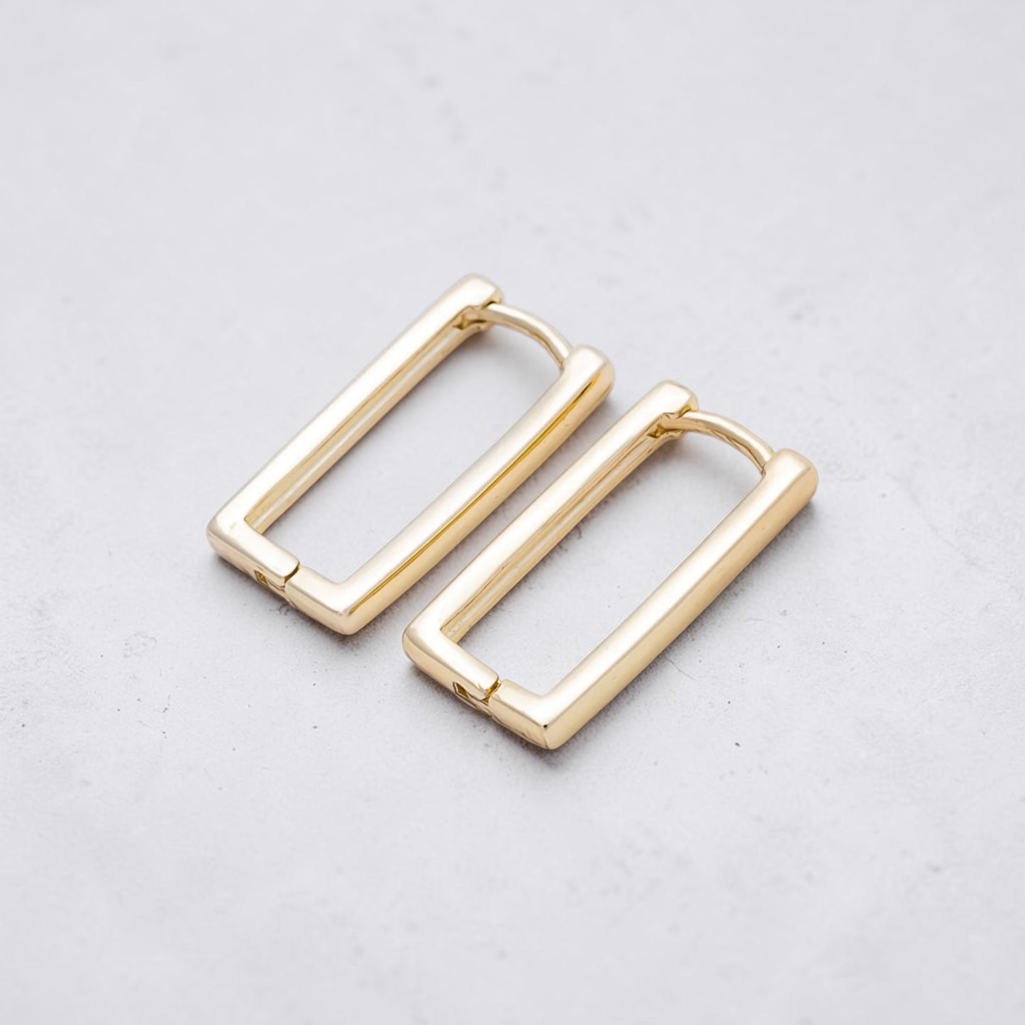 Minimalist Thin Rectangle Hoop Earring