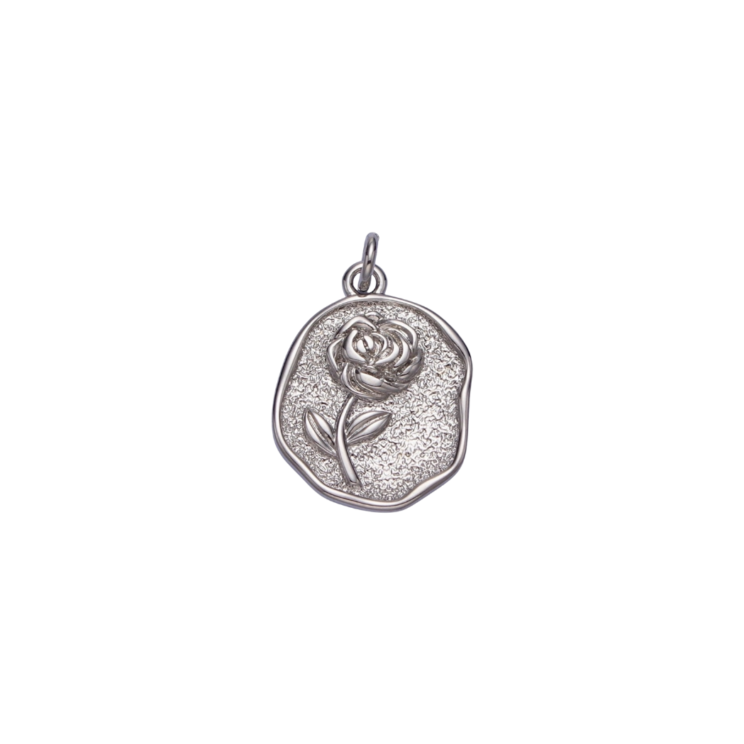 Textured Oval Rose Charm