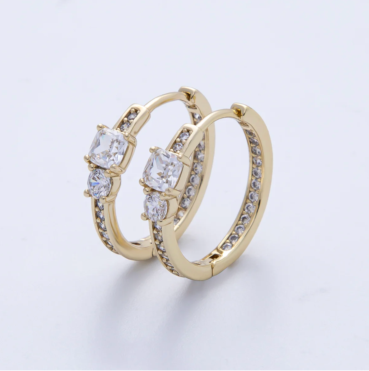 Micro Paved CZ Solitaire Huggie Earrings