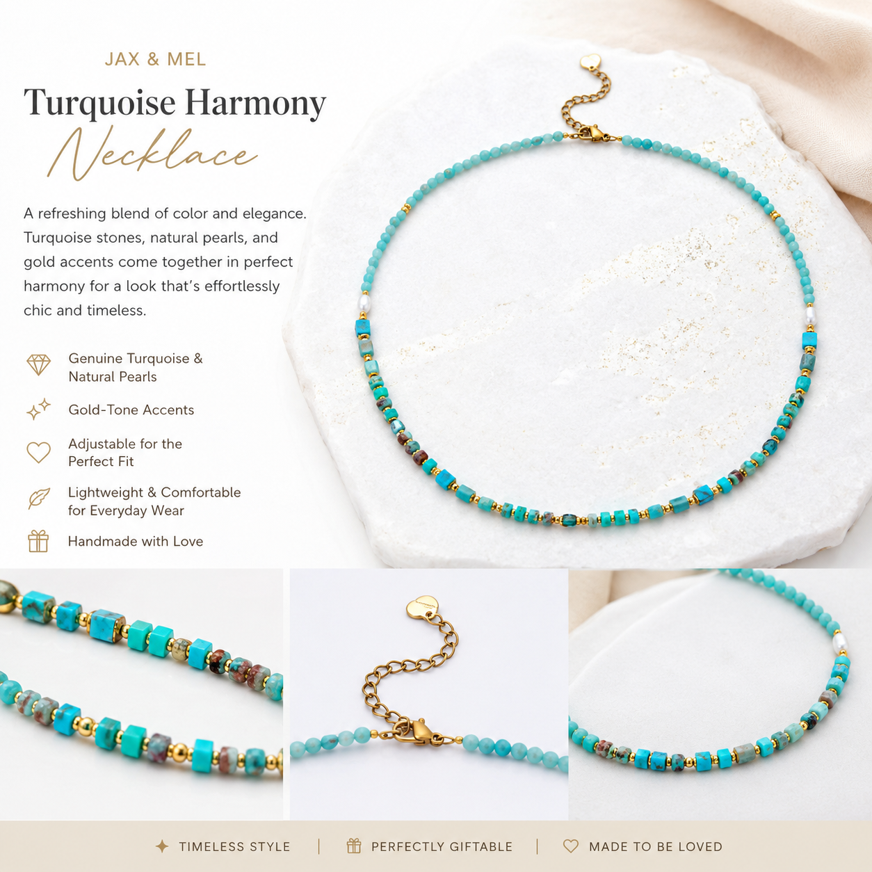 Turquoise Tube Rondelle Beaded Necklace