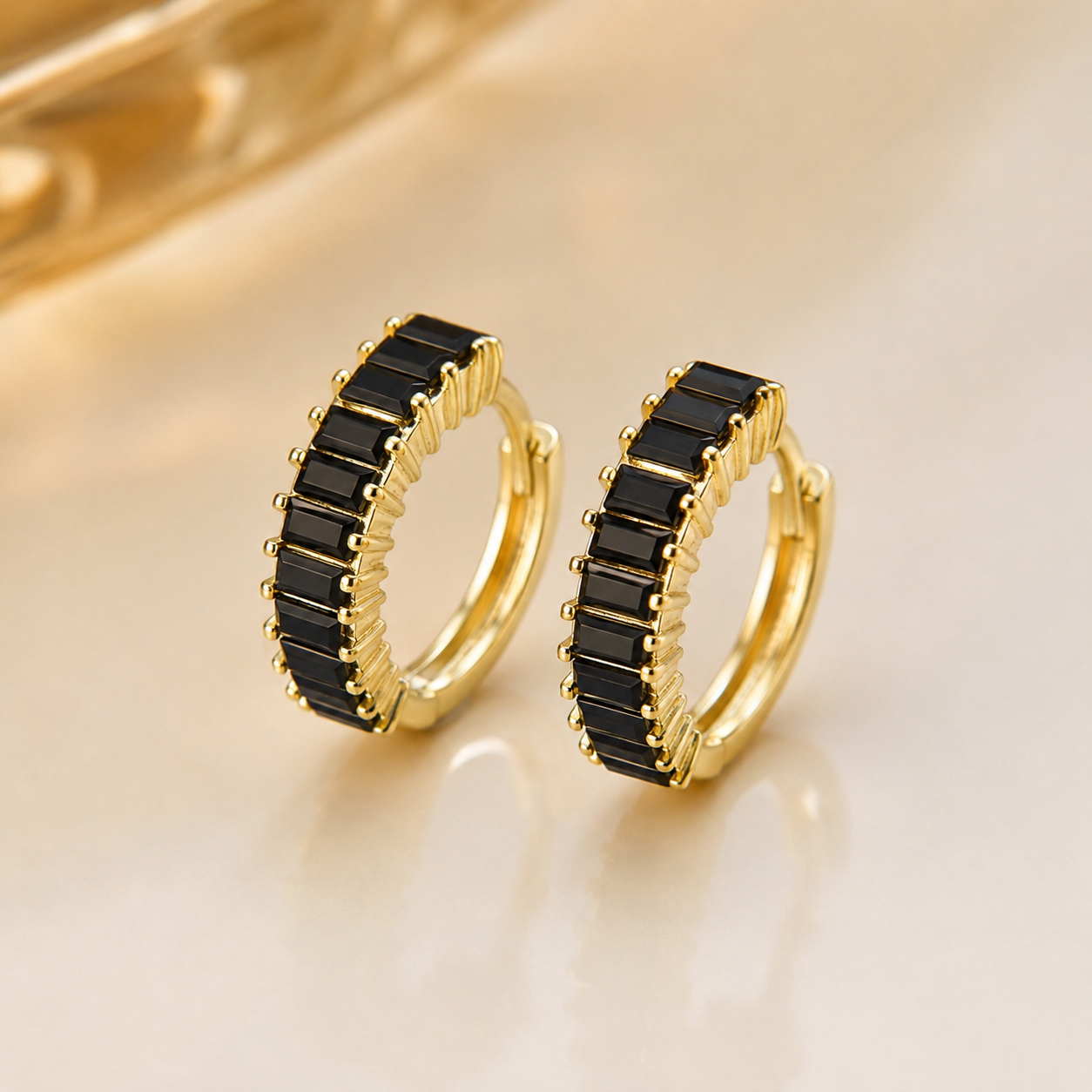 Golden Noir Huggie Collection