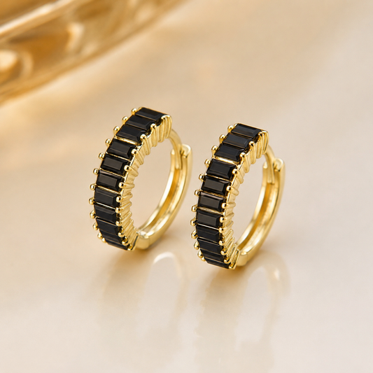 Golden Noir Huggie Collection