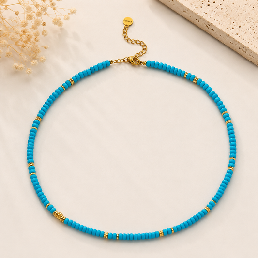 Turquoise Tide Beaded Necklace