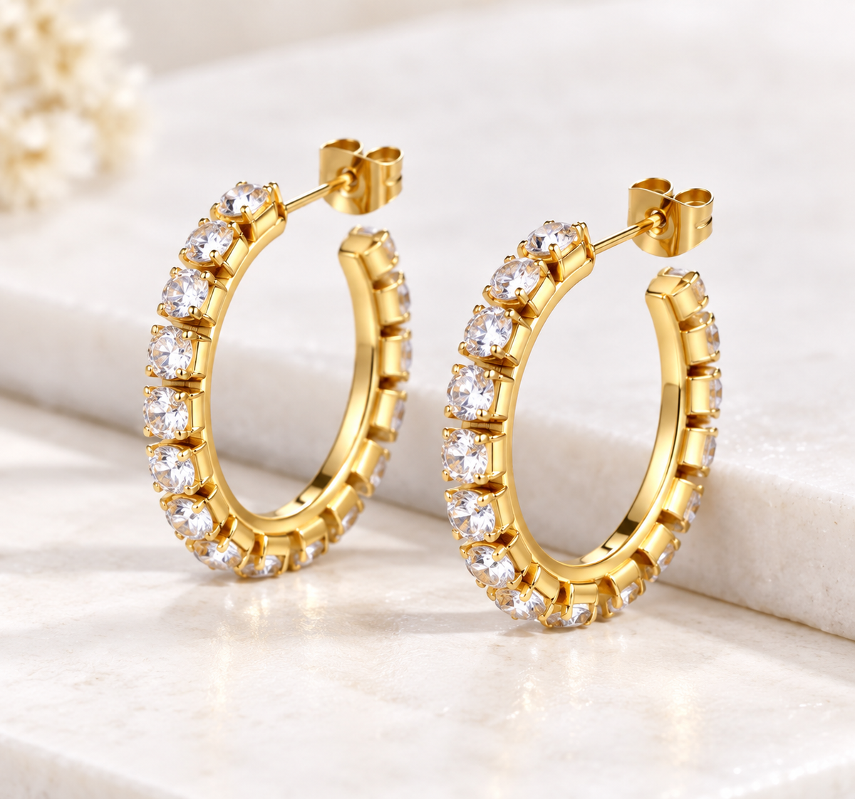 CZ Glimmer Row Hoops