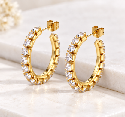 CZ Glimmer Row Hoops