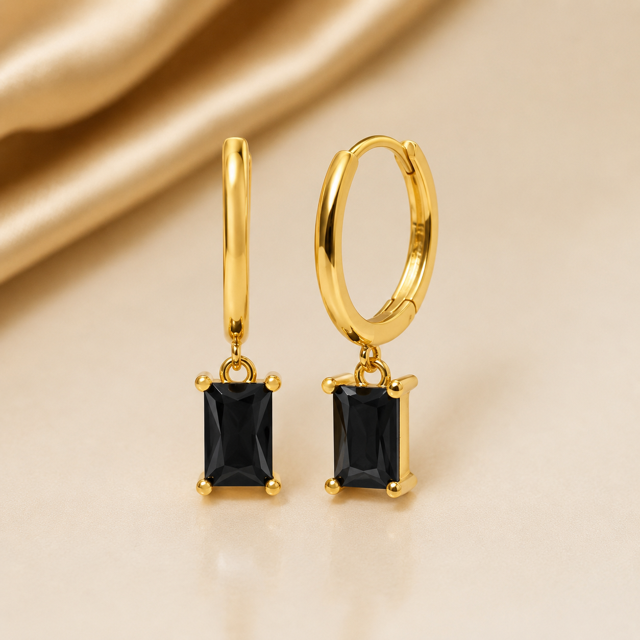 Golden Noir Huggie Collection