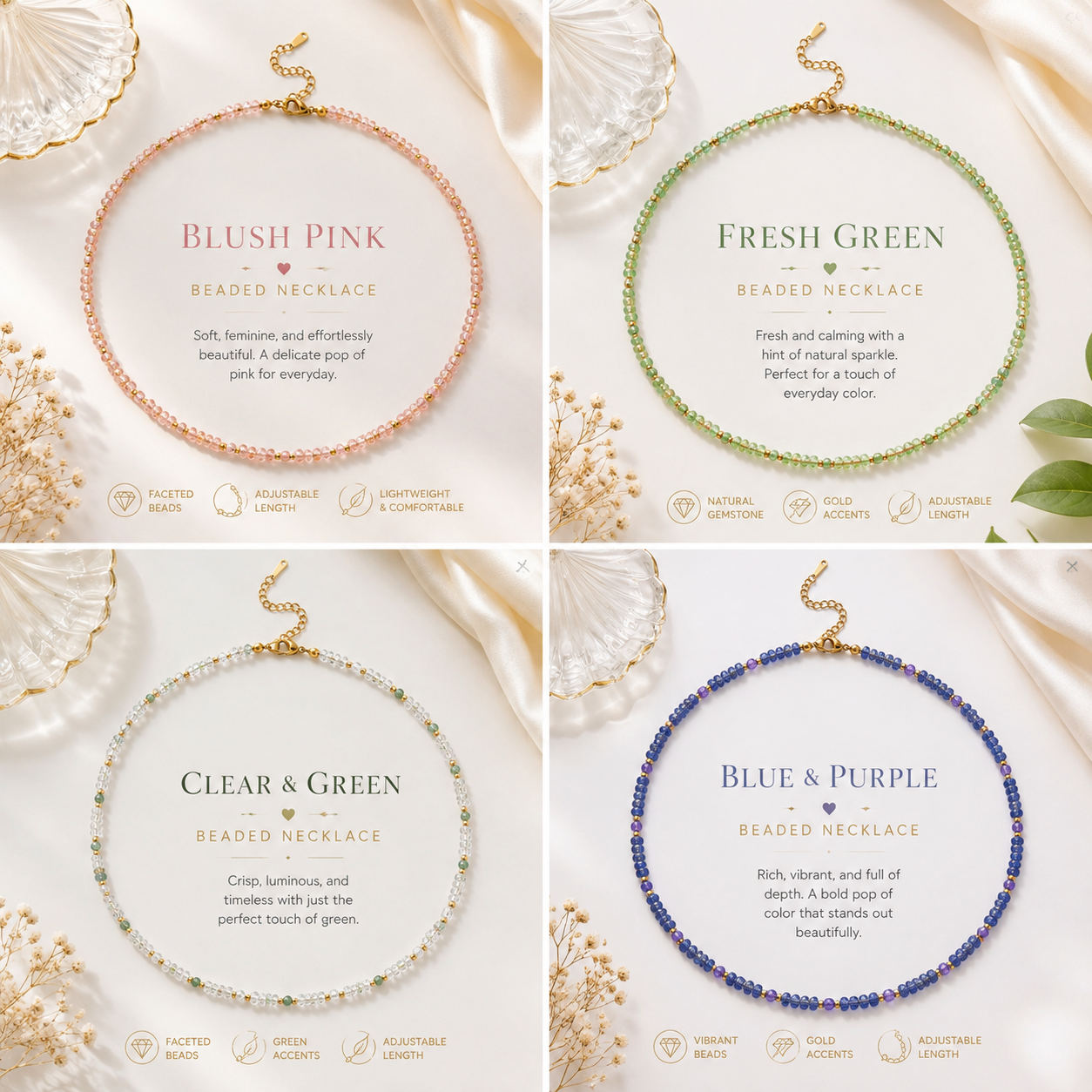 Gemstone Glow Beaded Necklaes