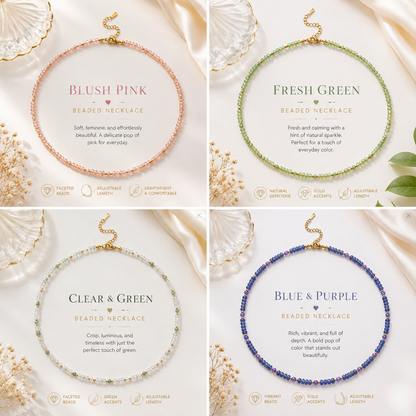 Gemstone Glow Beaded Necklaes