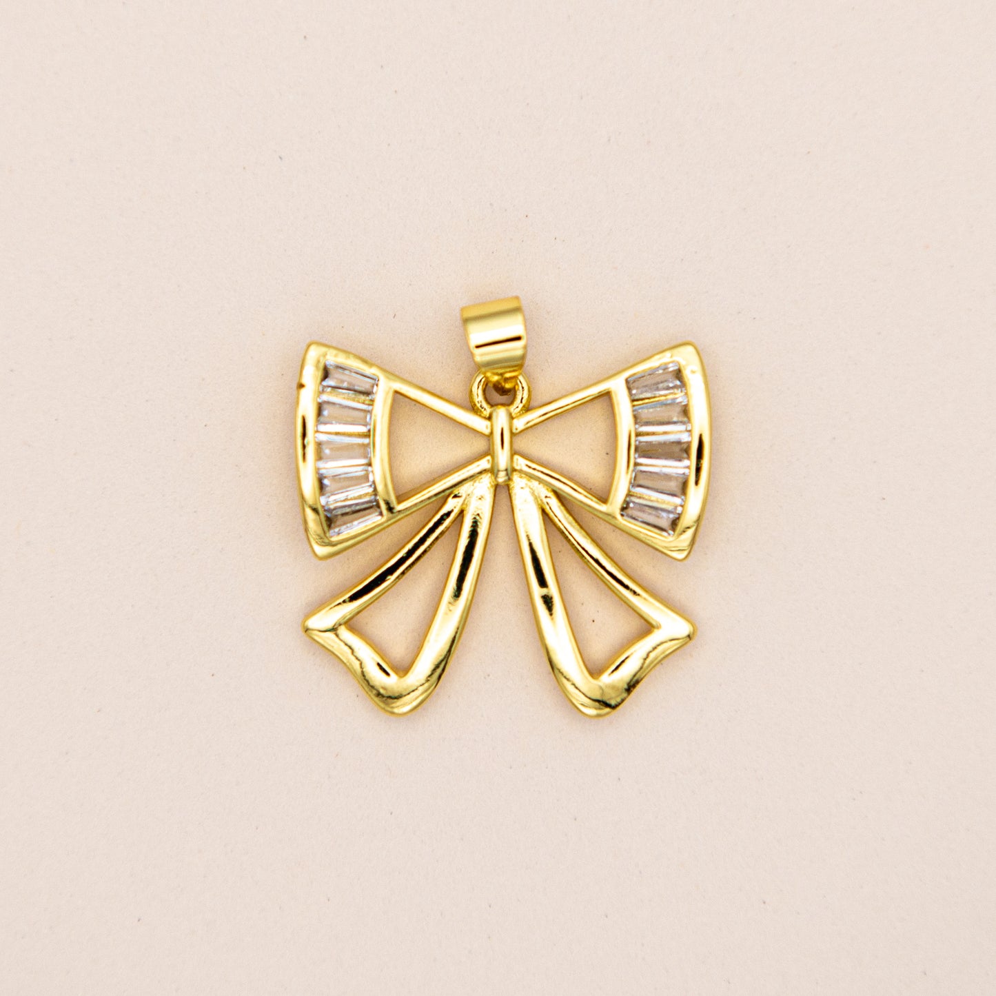 Baguette Open Ribbon Bow Charm