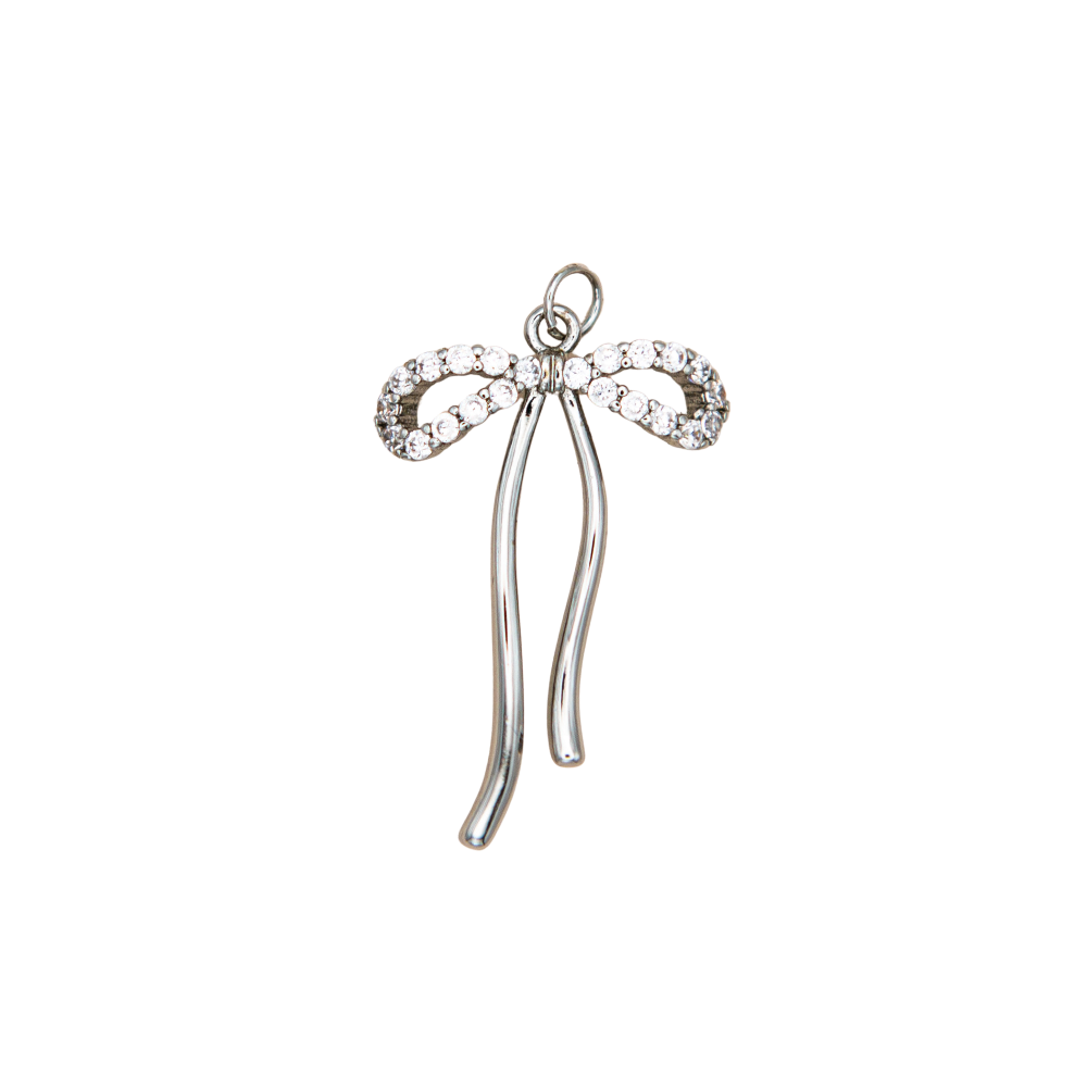 Micro Pave Cz Ribbon Charm