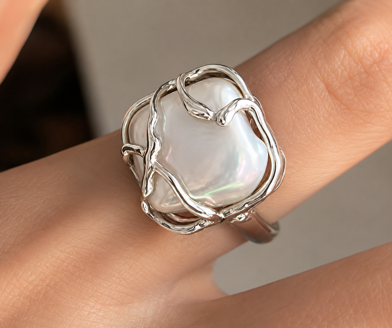 Mother of Pearl Sculpted Ring